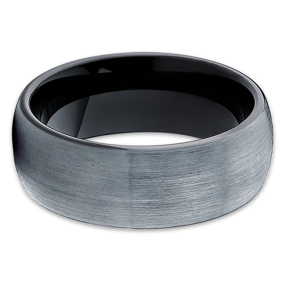 Black Tungsten Wedding Ring Silver Wedding Ring Tungsten Carbide Ring 8mm