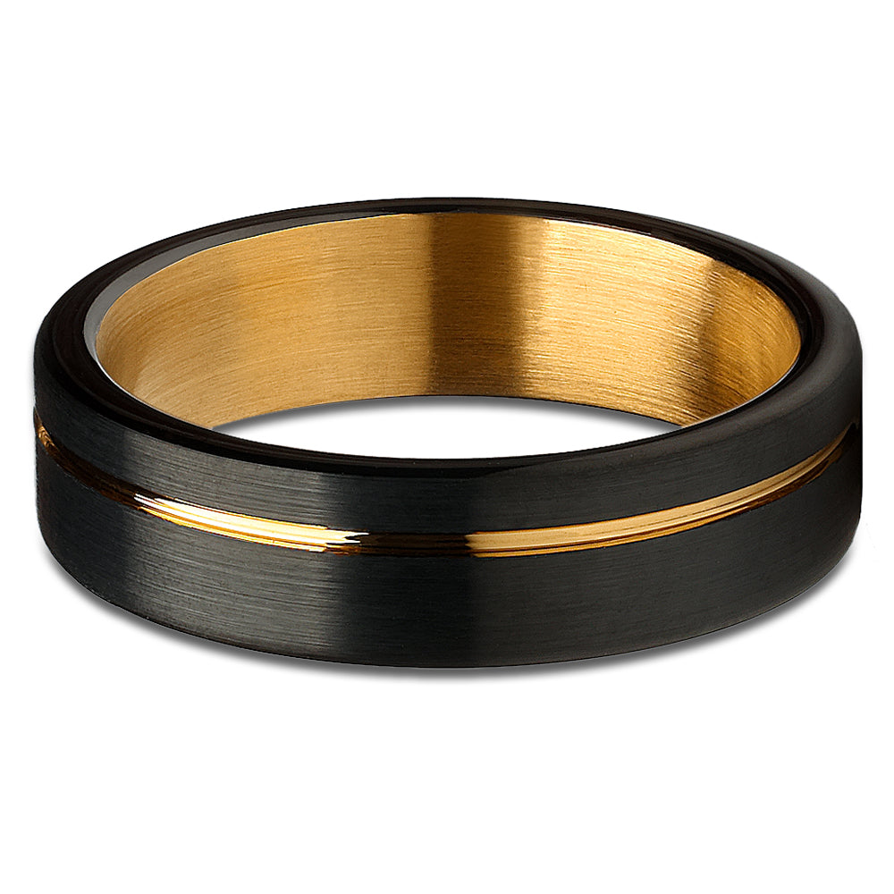 6mm Yellow Gold Tungsten Ring Matte Finish Ring Engagement Ring