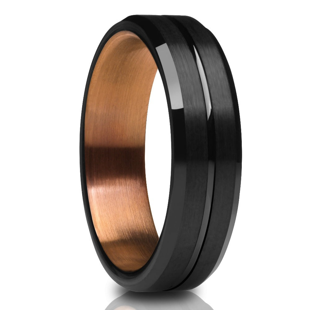 6mm Espresso Wedding Ring Black Tungsten Ring Tungsten Carbide Ring Engagement Ring