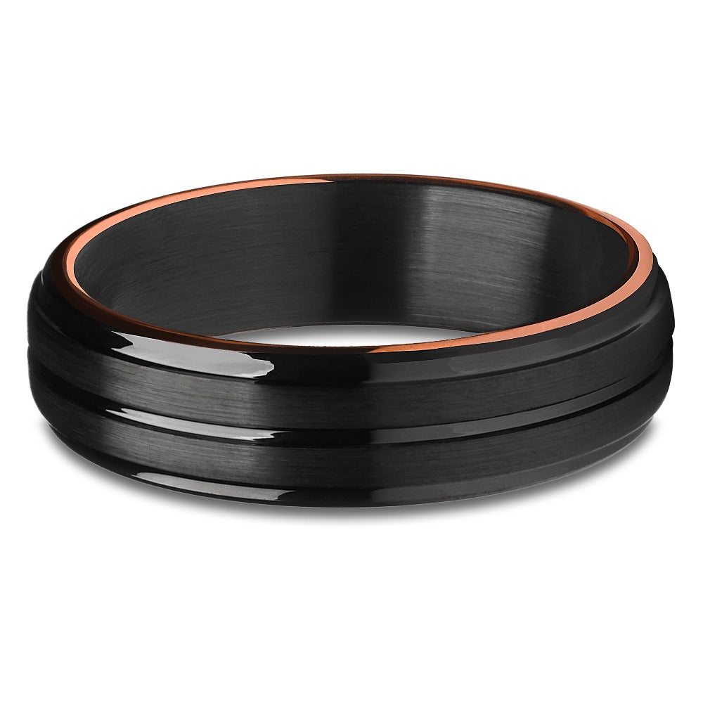 6mm Black Wedding Ring Rose Gold Tungsten Ring Engagement Ring Tungsten Carbide