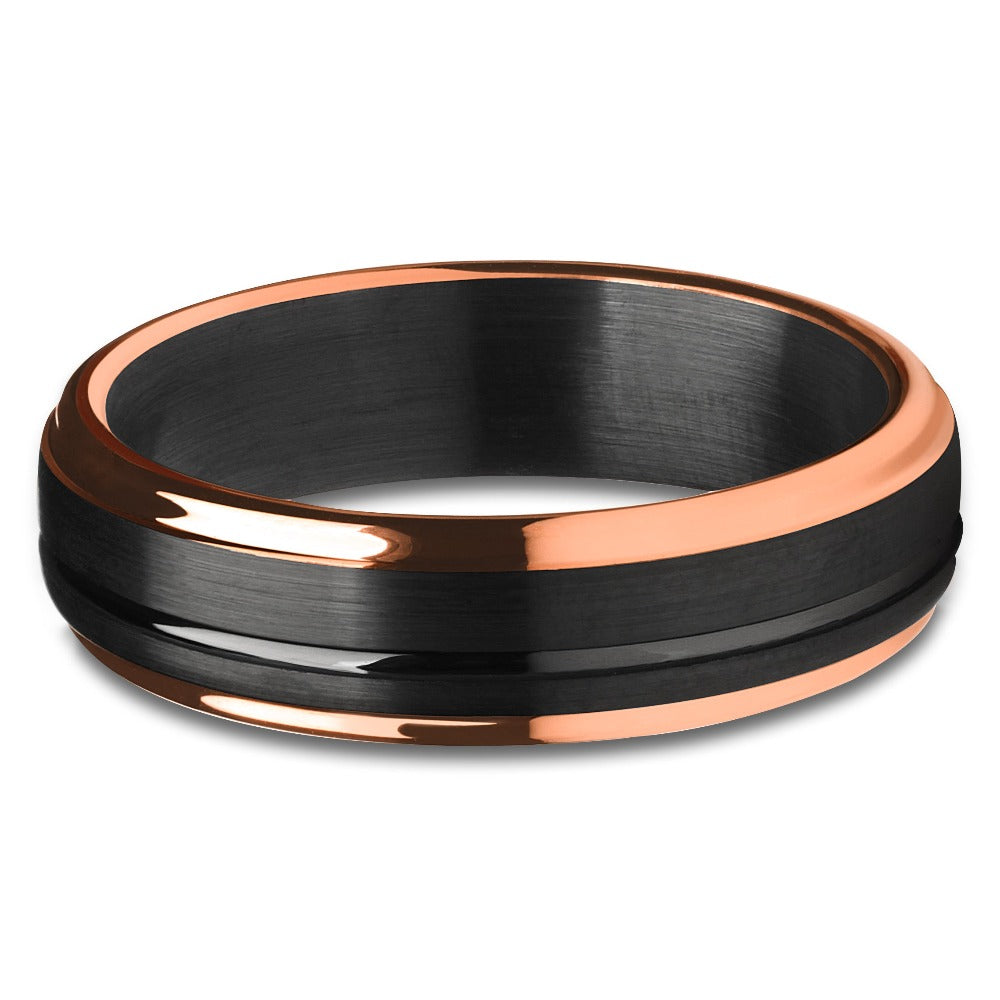 6mm Black Tungsten Wedding Ring Rose Gold Wedding Ring 8mm Wedding Ring