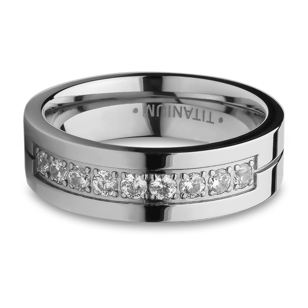6mm Titanium Wedding Ring CZ Wedding Ring Engagement Ring Anniversary