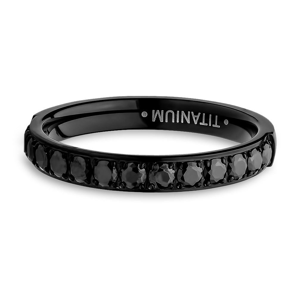 3mm Black  Eternity Ring Titanium Ring Anniversary Ring Black Ring