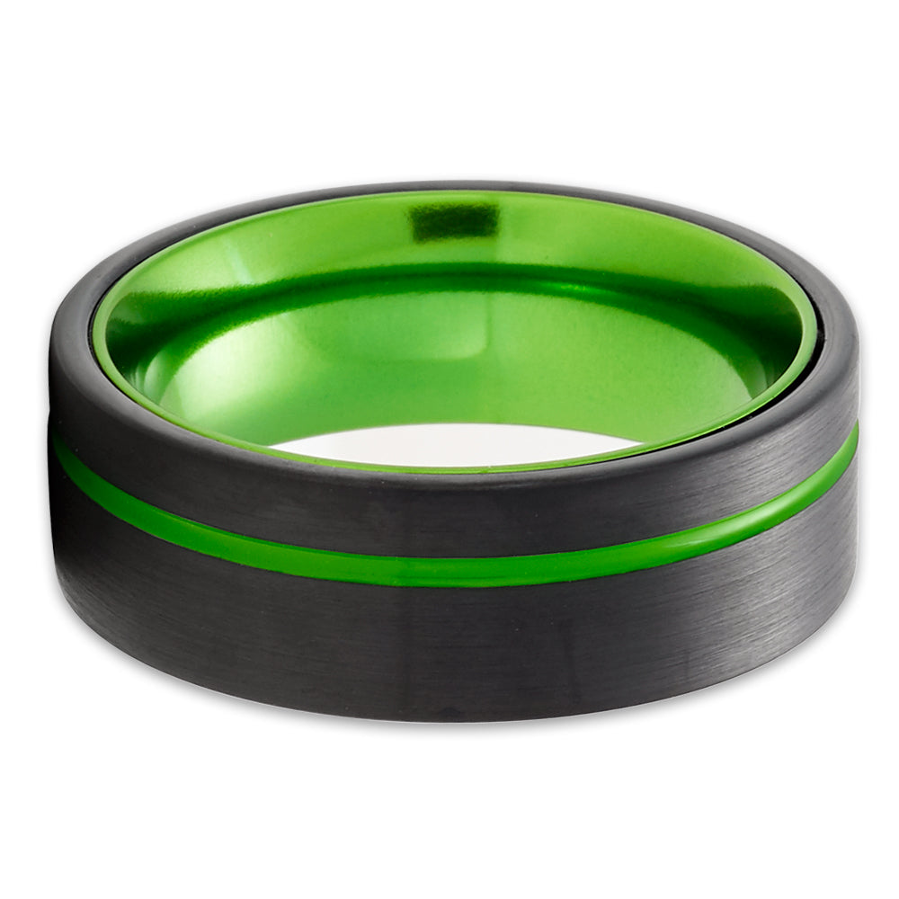 6mm Green Tungsten Wedding Ring Black Tungsten Ring Engagement Ring Wedding Ring