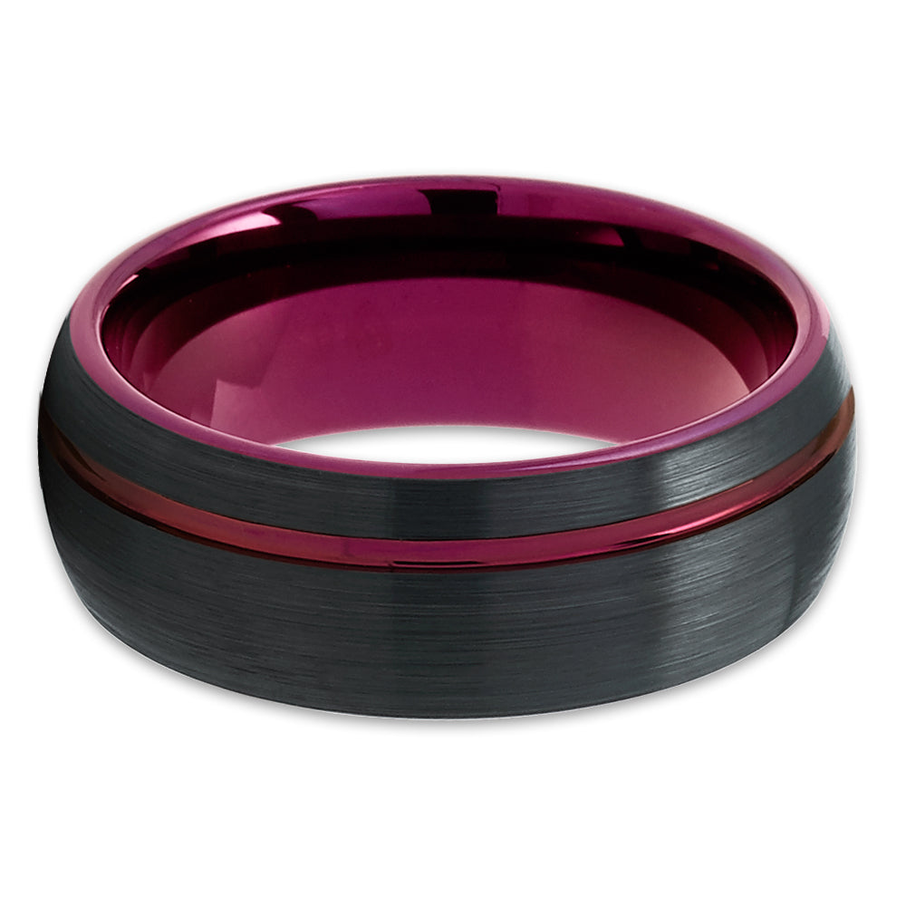 6mm Black Tungsten Ring Purple Wedding Ring Tungsten Carbide Ring Purple Ring