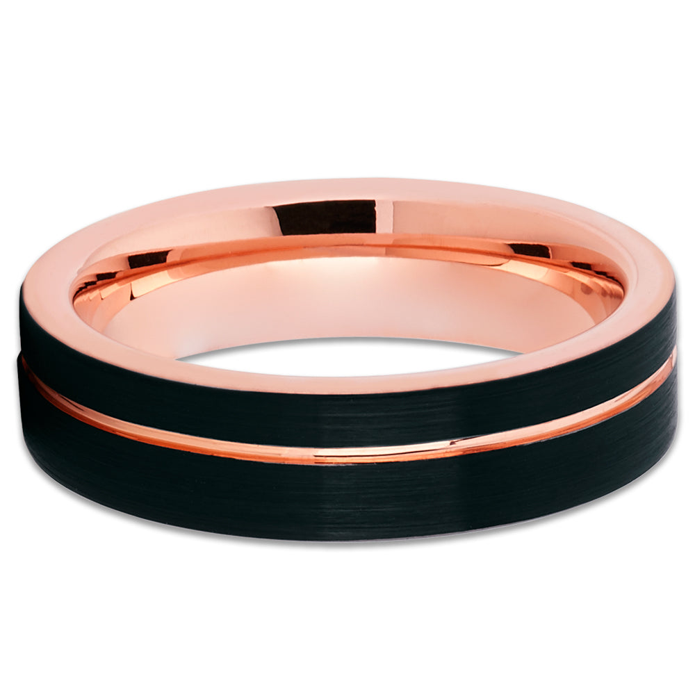 6mm Tungsten Wedding Ring Rose Gold Wedding Ring Black Wedding Ring Unique