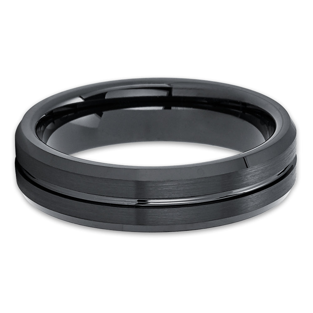 6mm Black Tungsten Ring Tungsten Carbide Ring Engagement Ring Black Wedding Ring