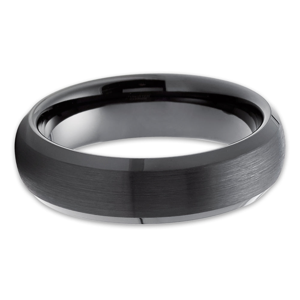 6mm Wedding Ring Black Tungsten Ring Dome Ring Tungsten Carbide Ring Black RinG