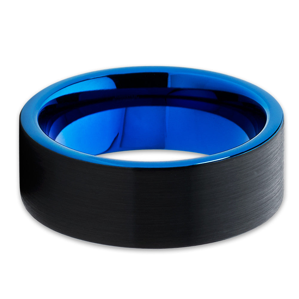 6mm Blue Tungsten Ring Tungsten Carbide Ring Engagement Ring Black Wedding Ring