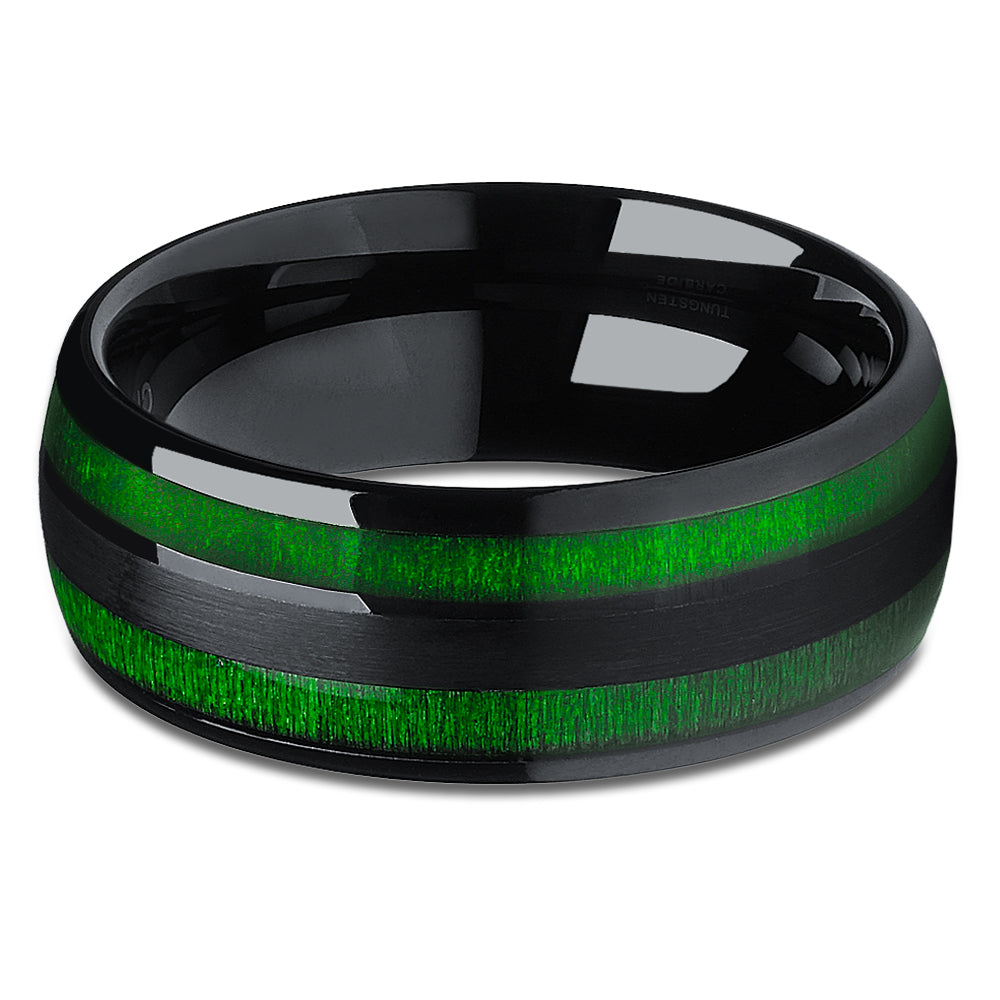 Jade Green Tungsten Wedding Ring,Black Tungsten Ring,Engagement Ring,8mm Wedding Ring,Anniversary