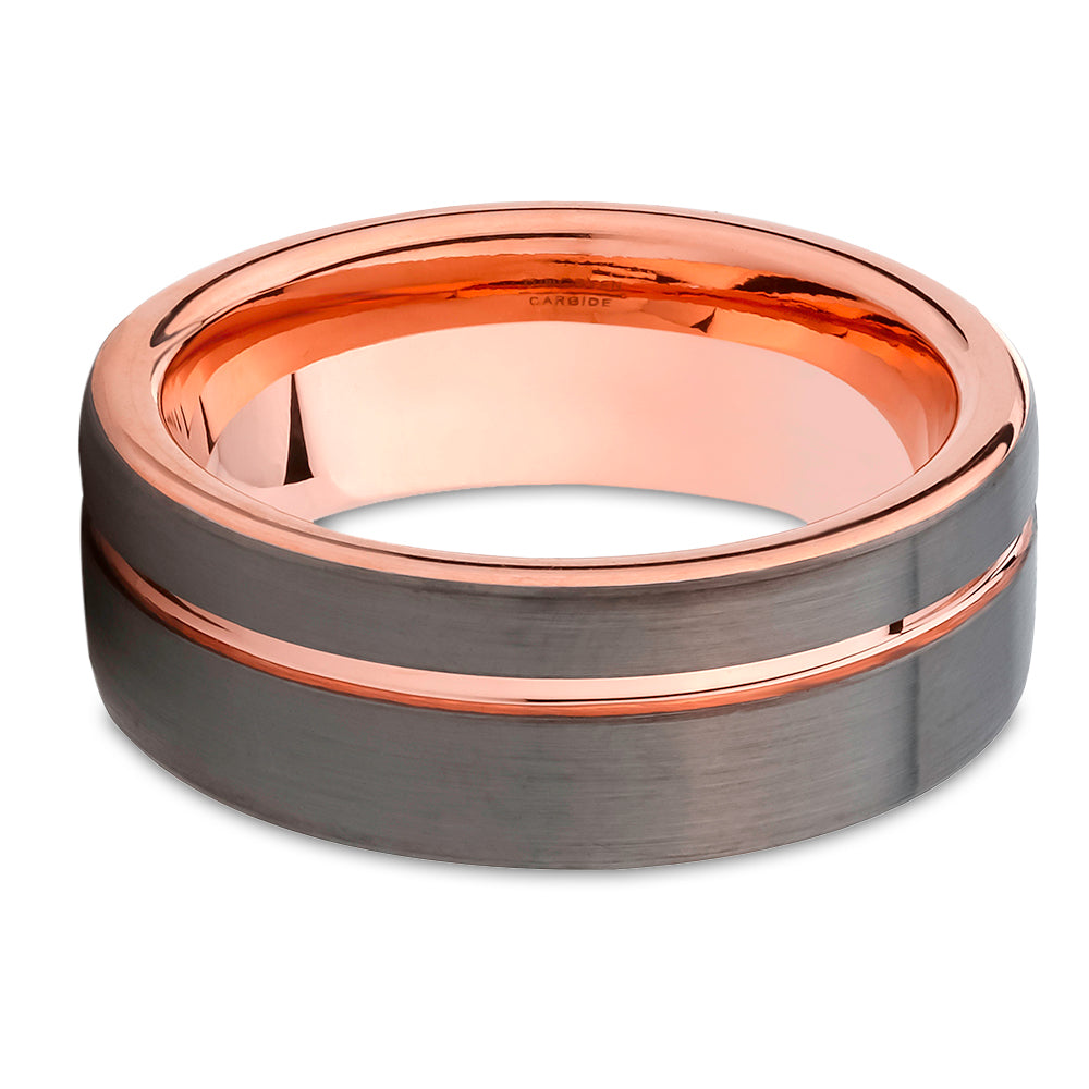 8mm Gunmetal Wedding Ring Rose Gold Tungsten Ring Engagement Ring