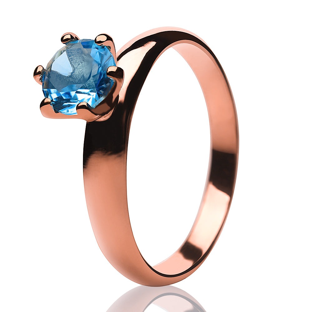 Aquamarine Wedding Ring Titanium Ring Engagement Ring Solitaire Ring CZ
