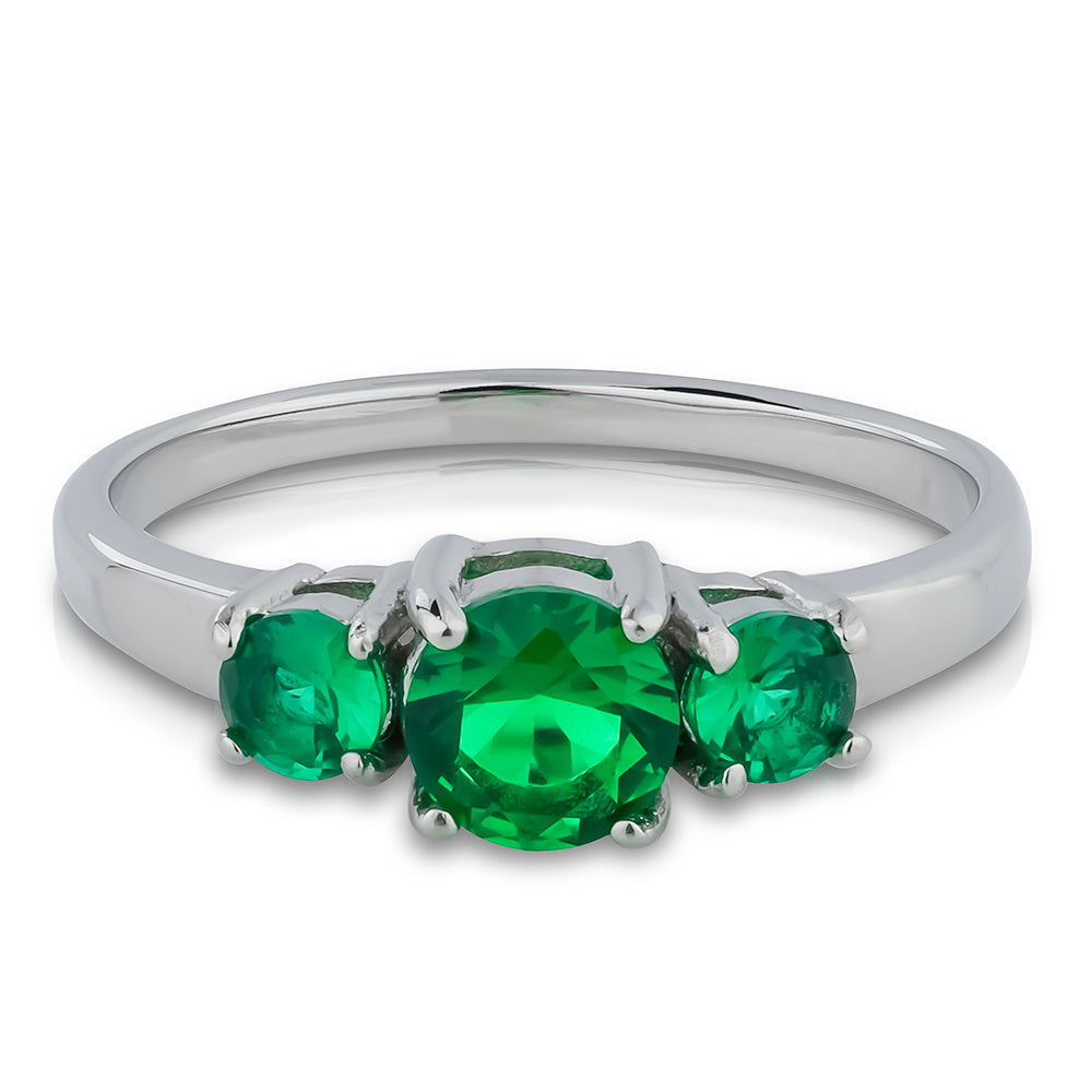 Solitaire Silver Wedding Ring Titanium Wedding Ring Emerald Wedding Ring