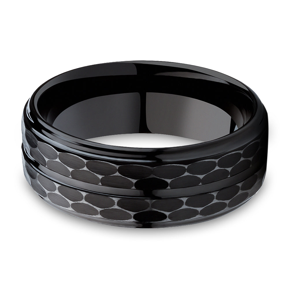 Man's Wedding Ring,Black Tungsten Ring,Engagement Ring,Tungsten Carbide Ring,8mm Wedding Ring,Brush