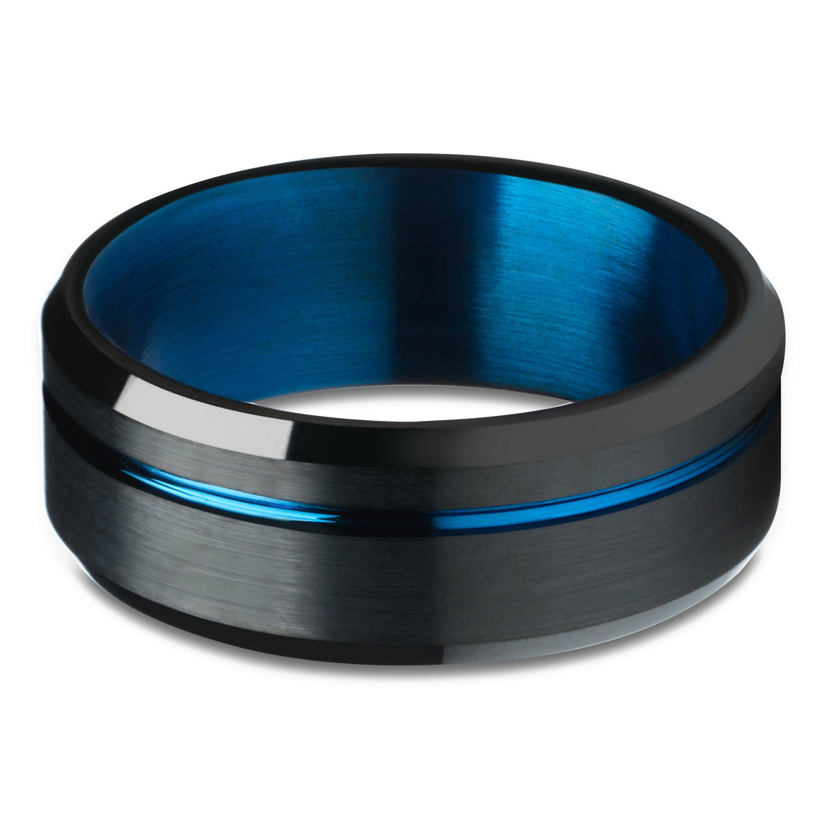 Blue Tungsten Wedding Ring Black Tungsten Ring Tungsten Carbide Ring Black
