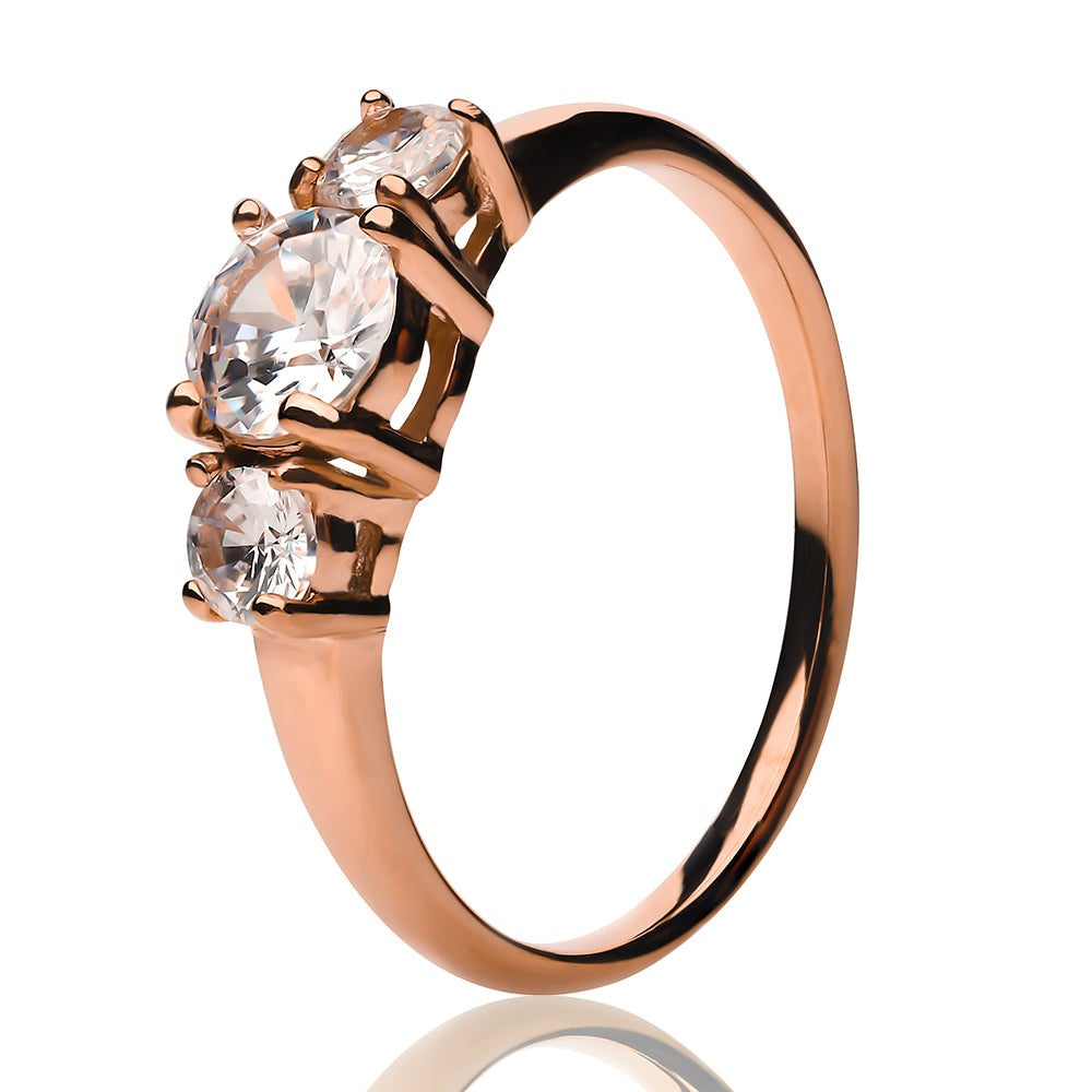 Rose Gold Titanium Wedding Ring Solitaire Wedding Ring Engagement Ring,CZ Wedding Ring
