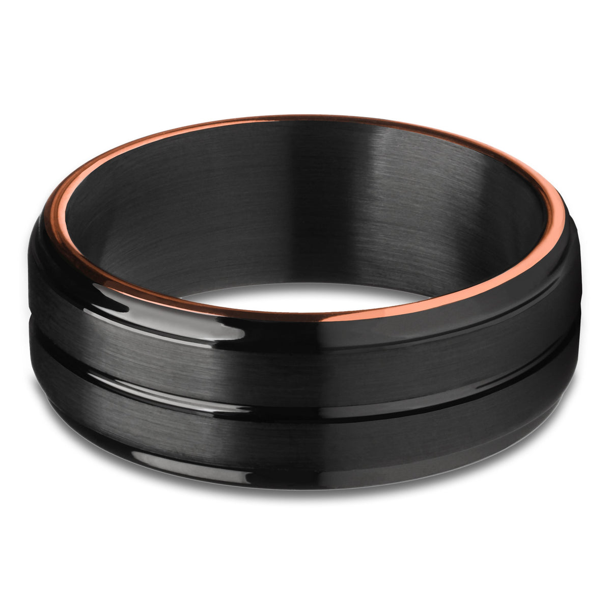 Black Wedding Ring Rose Gold Tungsten Ring Engagement Ring Tungsten Carbide Ring