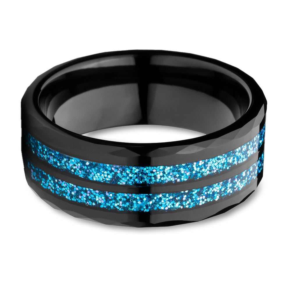 Black Tungsten Wedding Ring Glitter Wedding Ring Tungsten Carbide Ring Engagement
