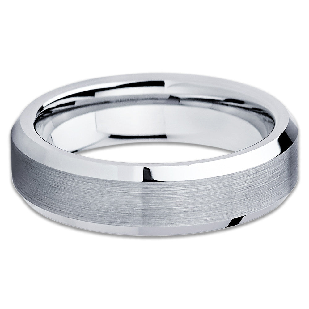 6mm Silver Tungsten Ring Engagement Ring Tungsten Carbide Ring Brush