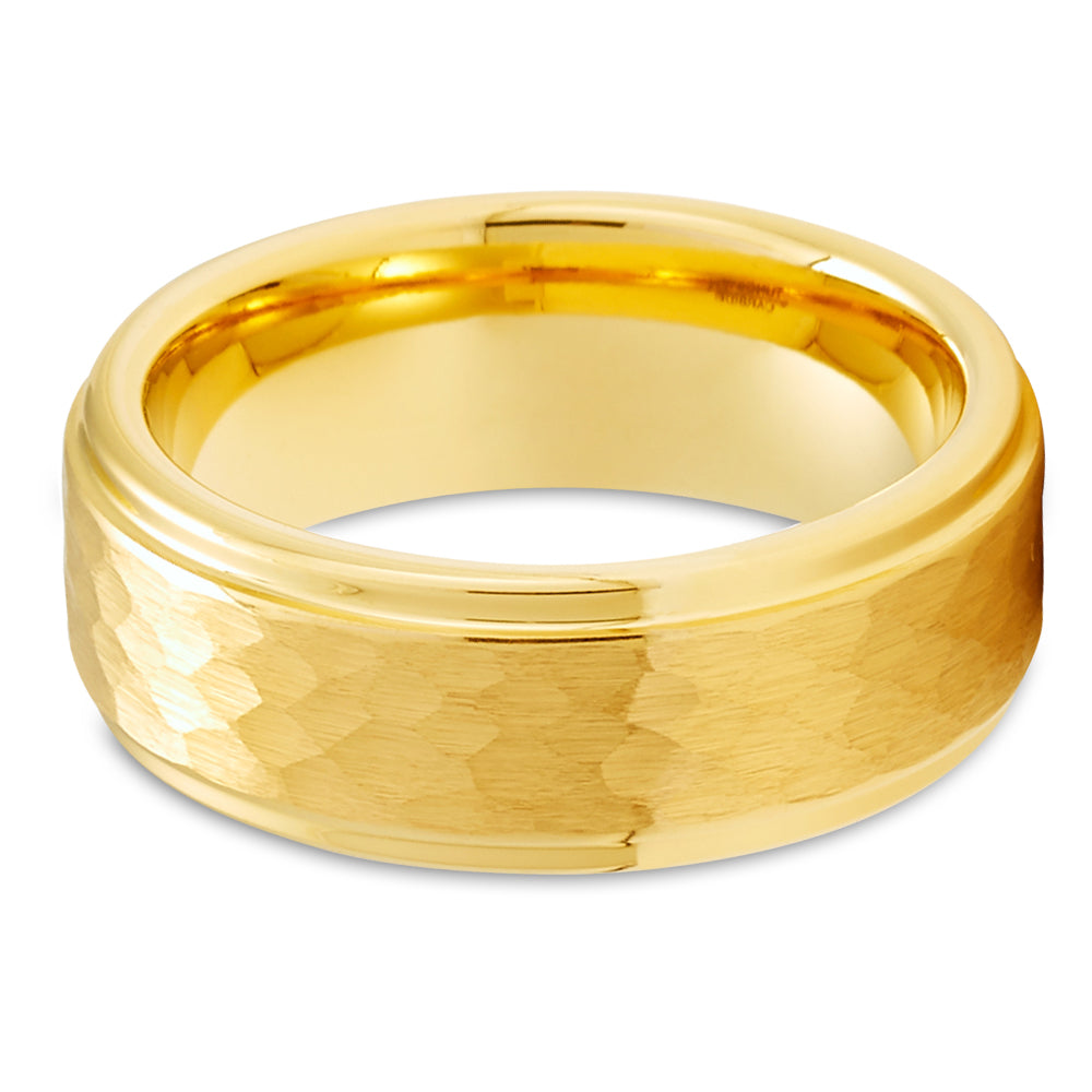Yellow Gold Tungsten Ring 8mm Wedding Ring Anniversary Ring Engagement