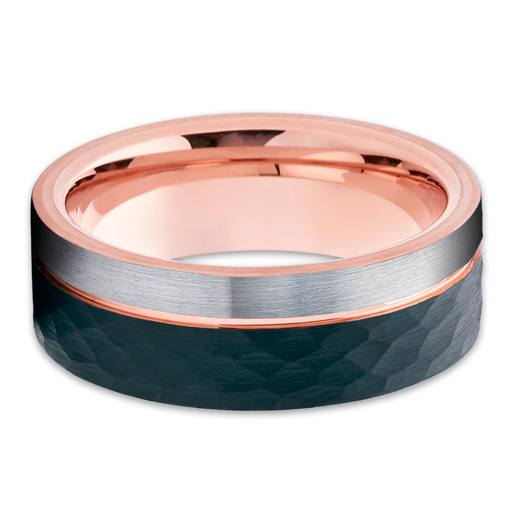 Rose Gold Tungsten Wedding Ring Black Tungsten Ring 8mm Wedding Ring