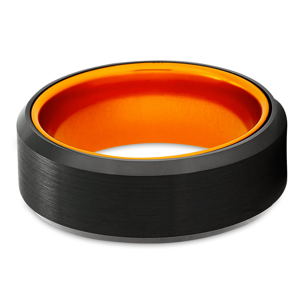 8mm Black Tungsten Ring Orange Tungsten Ring Engagement Ring