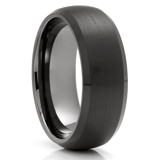 Gunmetal Wedding Ring,Black Tungsten Ring,8mm Wedding Ring,Tungsten Carbide Ring,Dome Wedding Ring,Comfort Fit Ring