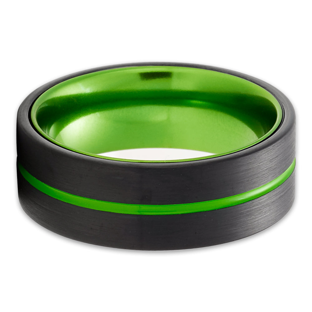 Green Tungsten Ring,Green Wedding Ring,Engagement Ring,8mm Wedding Ring,Anniversary Ring,Comfort Fit