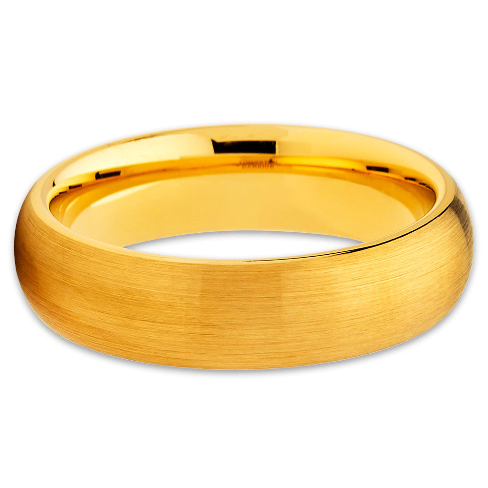 6mm Yellow Gold Tungsten Ring Engagement Ring Anniversary Ring