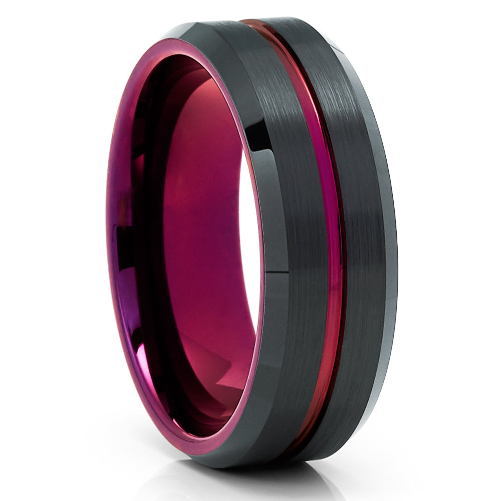 Purple Wedding Ring 8mm Tungsten Ring Engagement Ring Anniversary