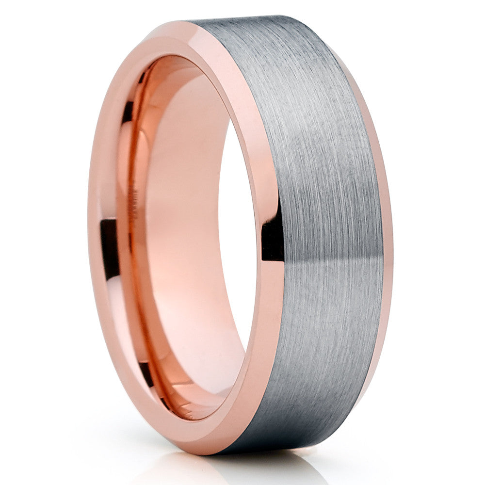 8mm Silver Tungsten Ring Rose Gold Wedding Ring Tungsten Carbide Ring Engagement