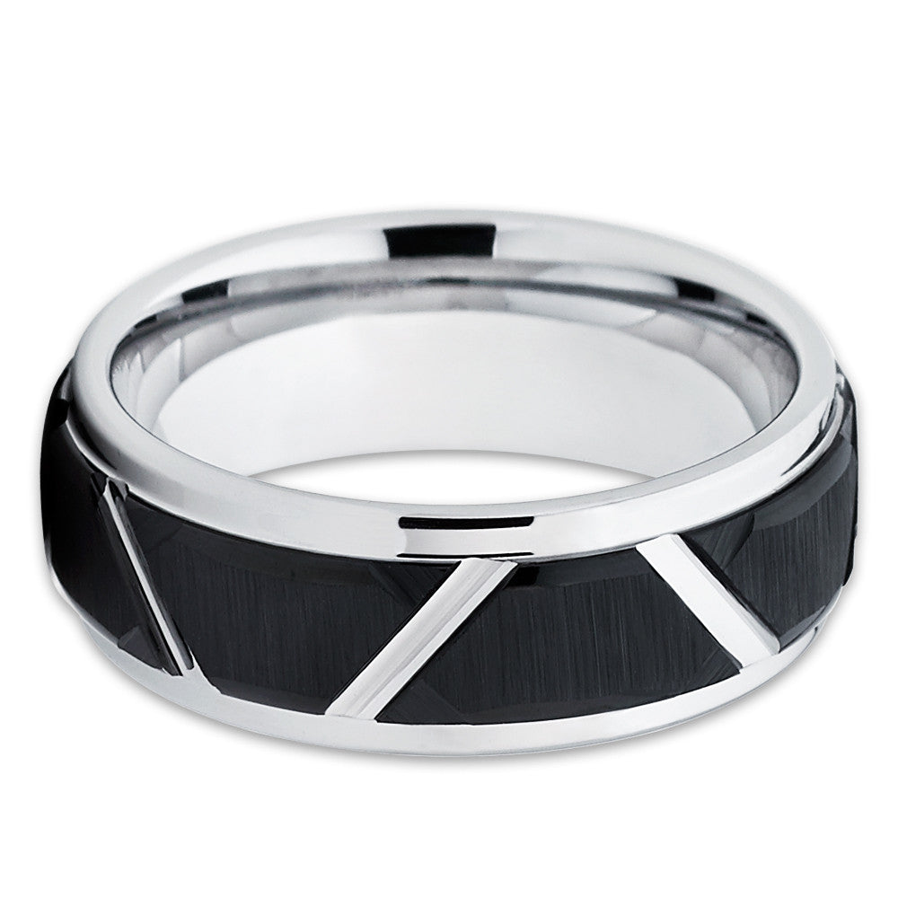 8mm - Black Wedding Band Tungsten Wedding Ring Men's Wedding Band