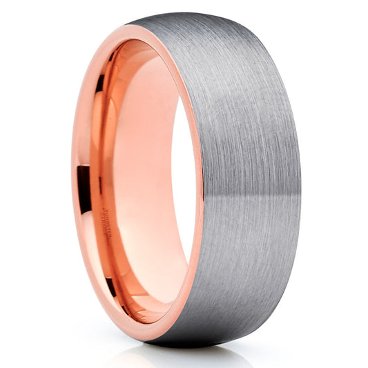 Rose Gold Wedding Ring Tungsten Wedding Band 8mm Wedding Ring