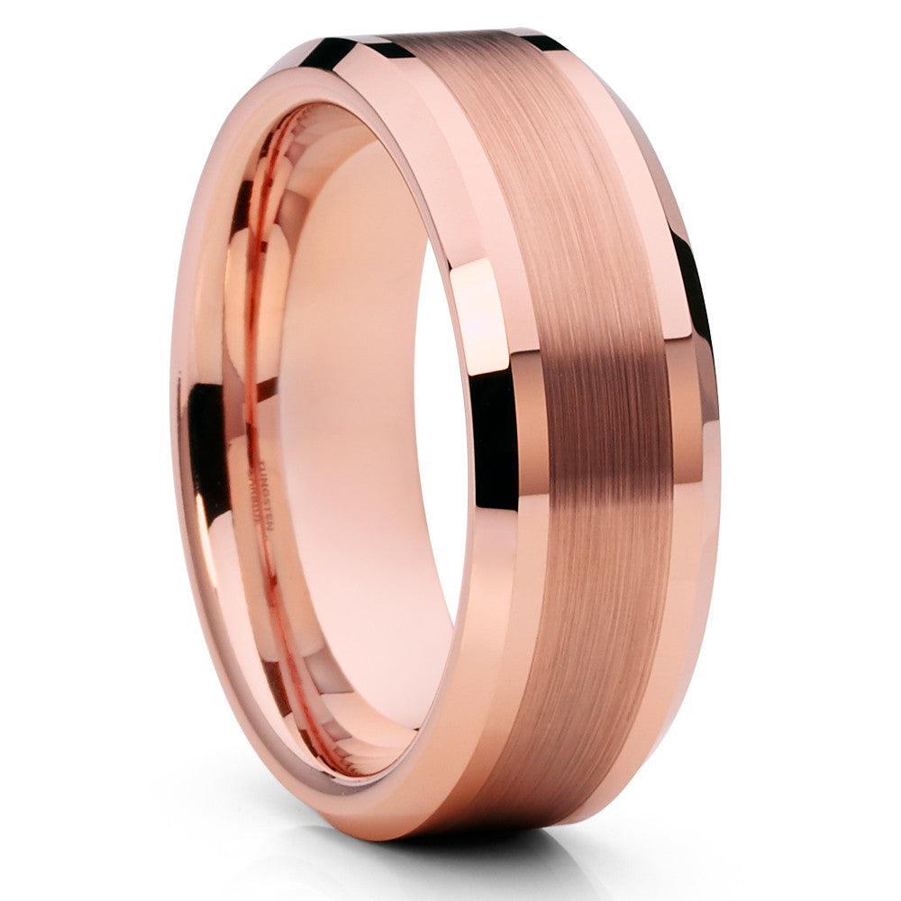 8mm Wedding Ring Rose Gold Tungsten Rings Engagement Ring Man's Ring