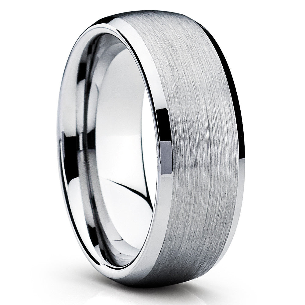 Silver Tungsten Wedding Ring 8mm Wedding Ring Tungsten Wedding Ring