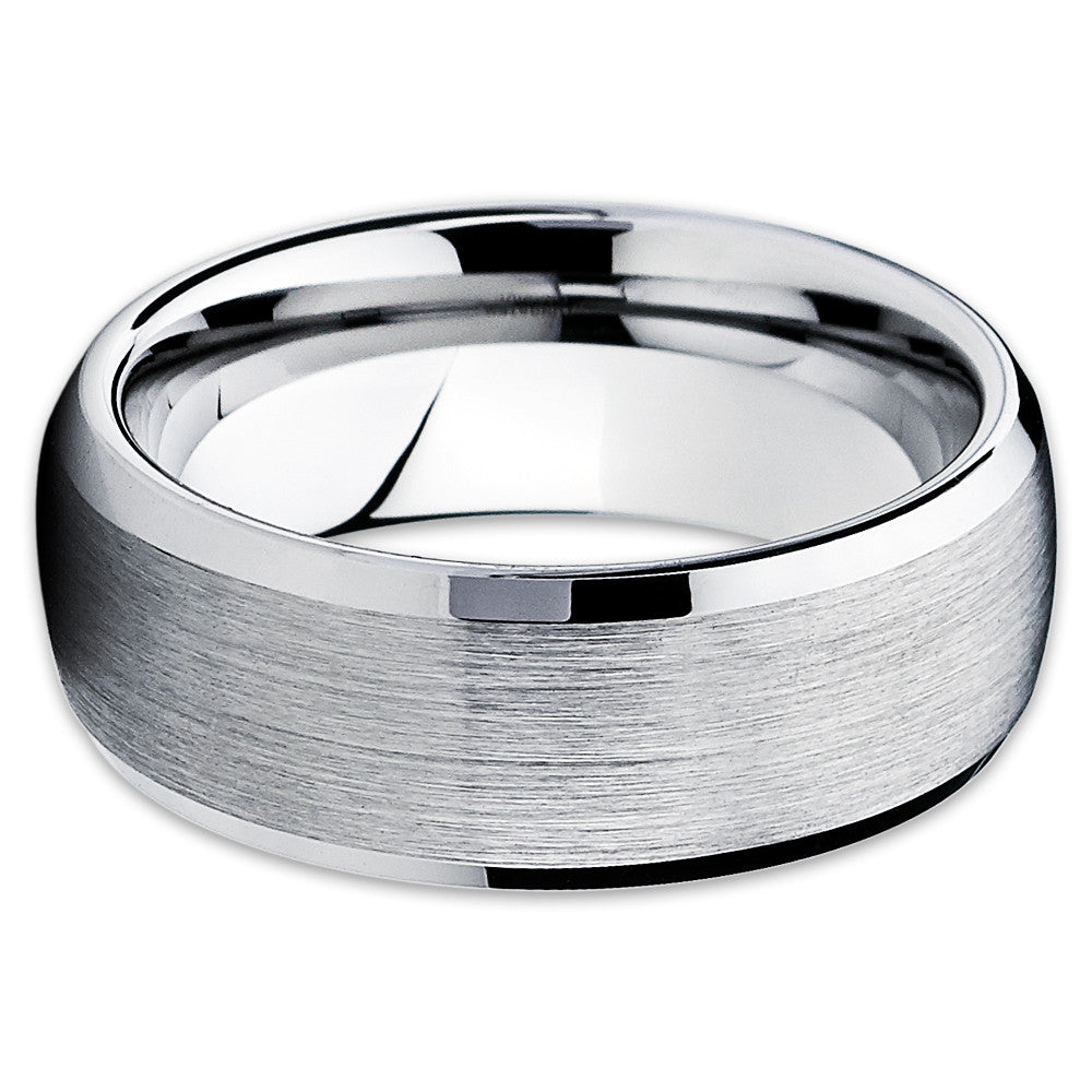 Silver Tungsten Wedding Ring 8mm Wedding Ring Tungsten Wedding Ring