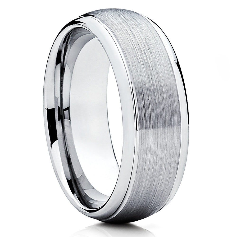 8mm Silver Wedding Ring Tungsten Wedding Ring Anniversary Ring Engagement