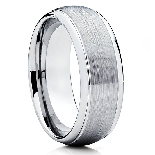 8mm Silver Wedding Ring Tungsten Wedding Ring Anniversary Ring Engagement