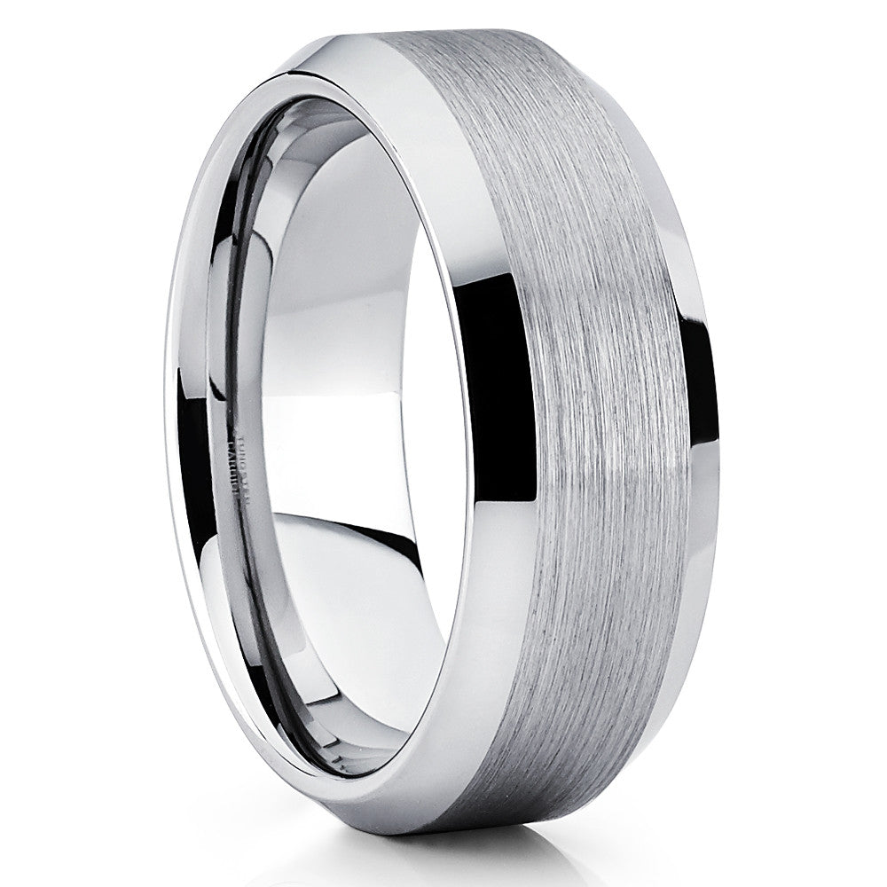 Silver Wedding Ring Tungsten Wedding Ring Engagement Ring 8mm Ring