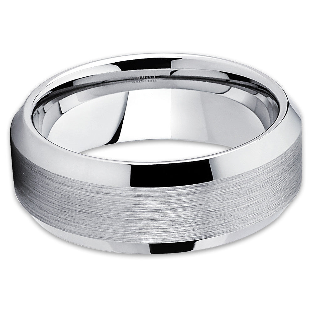 Silver Wedding Ring Tungsten Wedding Ring Engagement Ring 8mm Ring