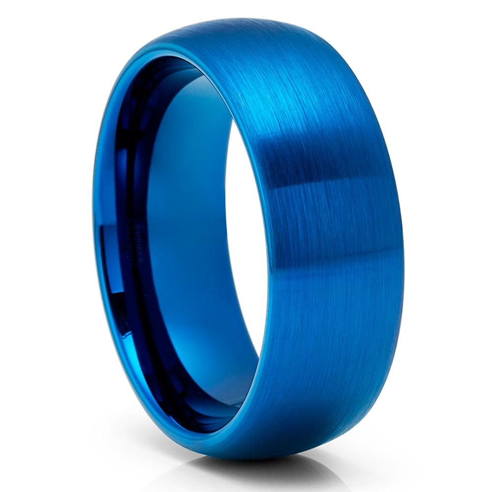Blue Wedding Ring 8mm Wedding Ring Tungsten Carbide Ring Unique