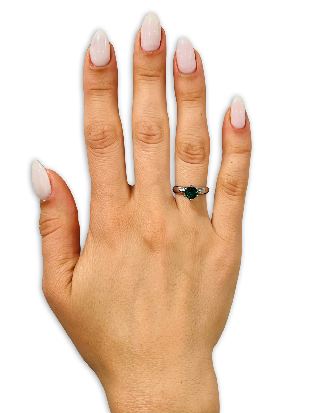 Emerald Wedding Ring,Solitaire Wedding Ring,Titanium Wedding Ring,Anniversary Ring,Engagement Ring,Silver