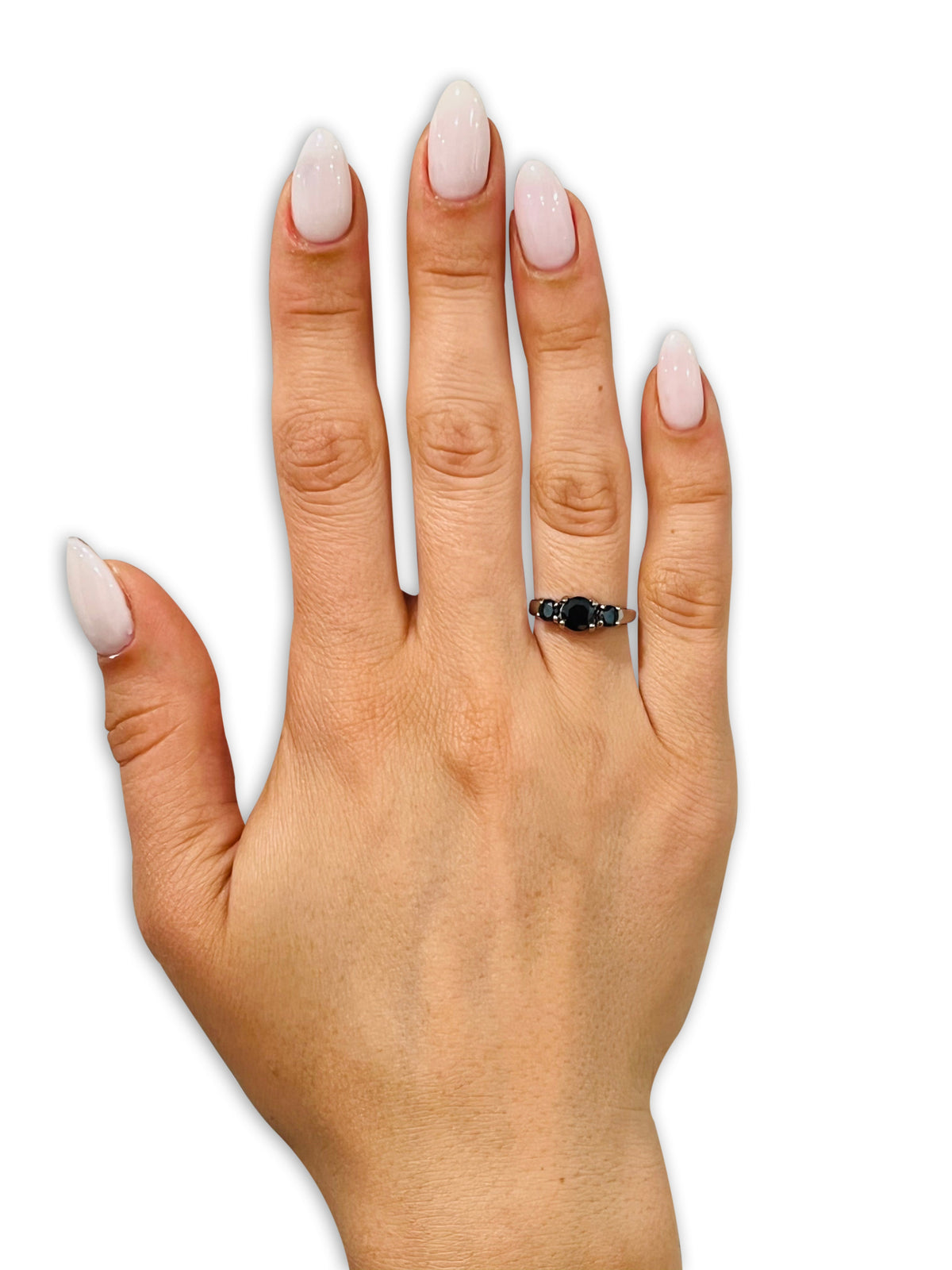 Silver Solitaire Ring Titanium Wedding Ring Black CZ Ring
