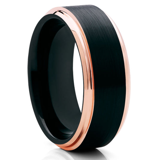 8mm Wedding Ring Black Tungsten Ring Anniversary Ring Engagement Ring