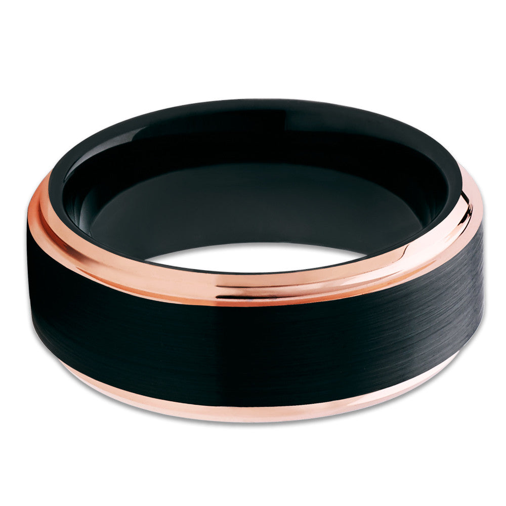 Black Wedding Ring Rose Gold Wedding Ring Anniversary Ring Engagement