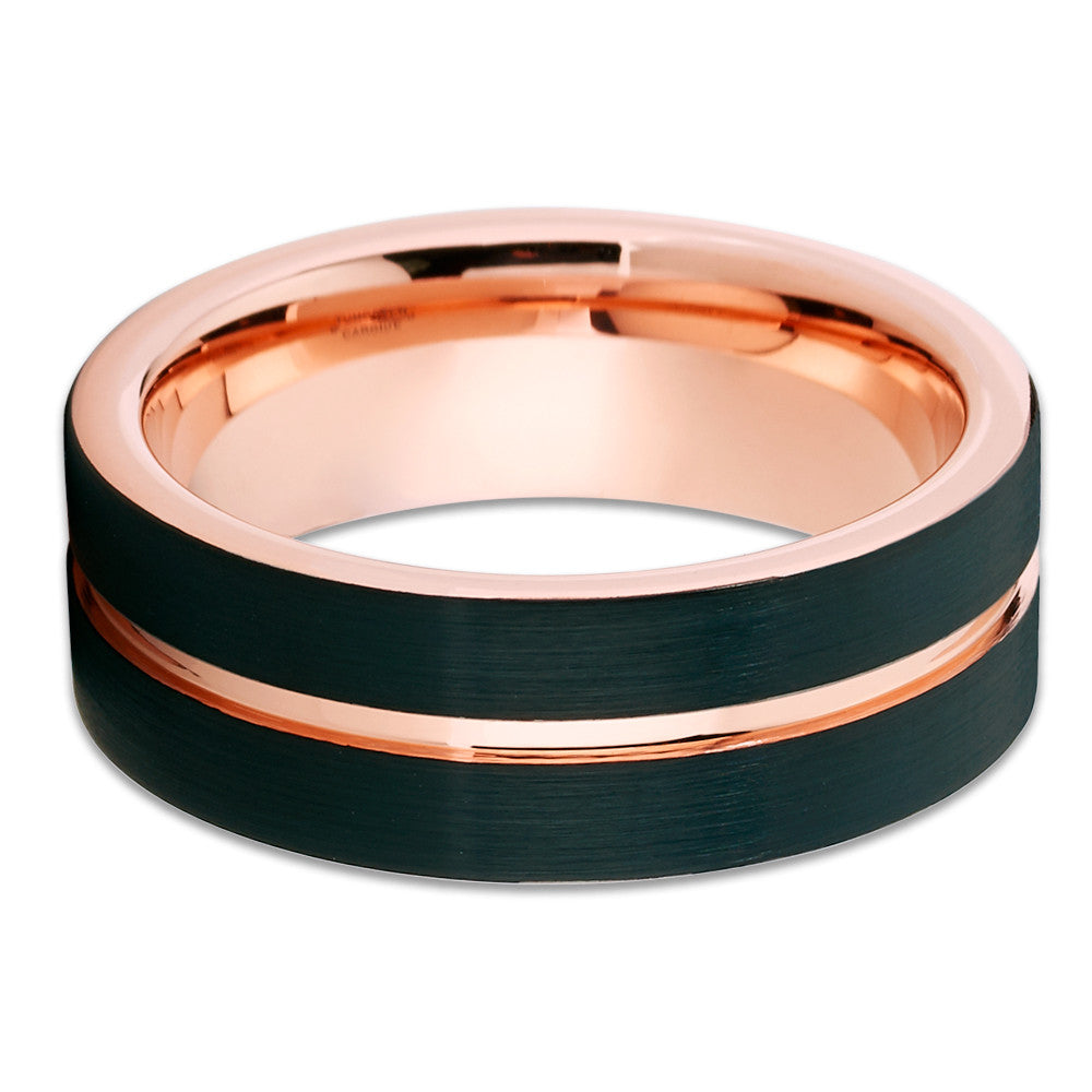 Black Wedding Ring Tungsten Carbide Ring Rose Gold Wedding Ring Anniversary