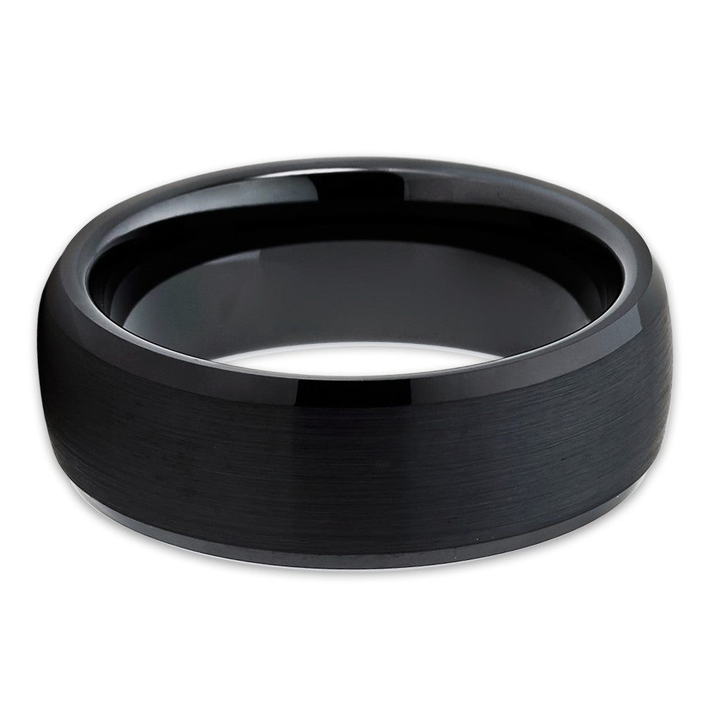 Man's Wedding Ring,Black Tungsten Ring,Tungsten Carbide Ring,Engagement Ring,8mm Wedding Ring,Dome Wedding Ring