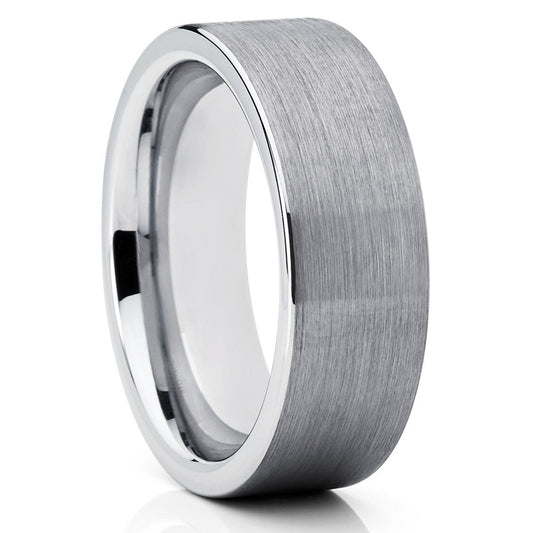 8mm Wedding Ring Silver Tungsten Ring Engagement Ring Tungsten Carbide Ring