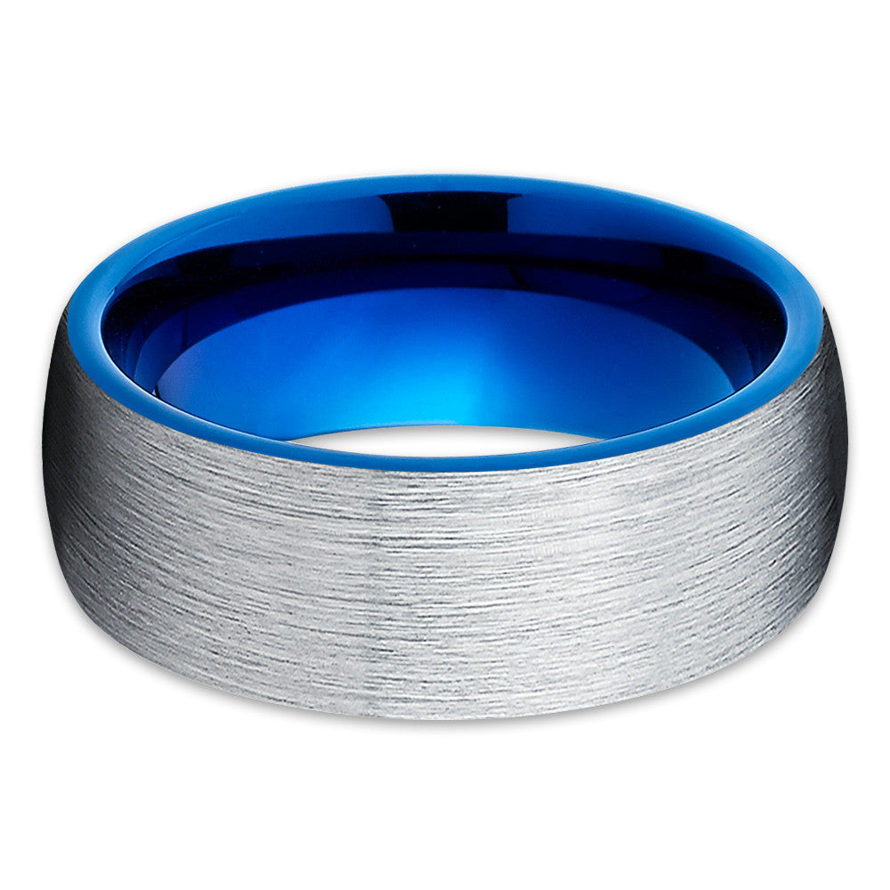 Blue Tungsten Wedding Ring 8mm Wedding Ring Tungsten Carbide Ring Engagement Ring