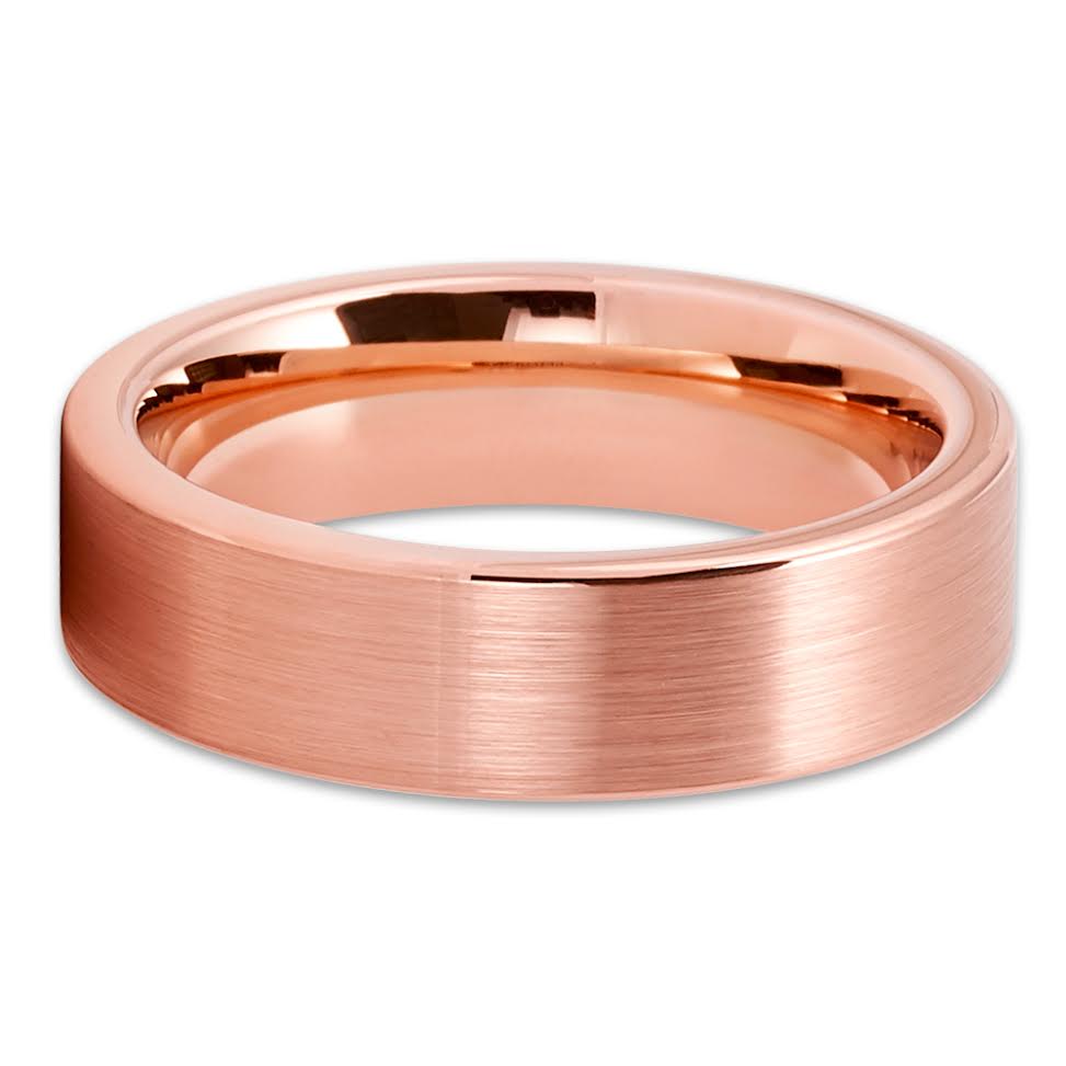 6mm Wedding Ring Rose Gold Wedding Band Tungsten Ring Anniversary